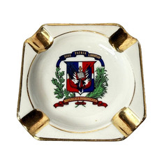 CRESTED COAT OF ARMS Dominican Republic Porcelain Souvenir Dish ASHTRAY picture
