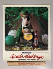 🔥 VTG Spuds McKenzie Dog Budweiser Vintage Beer Irish St Patrick’s Day Poster picture