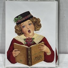 VTG Carol’s Rose Garden, Carol Wilson Christmas Cards Set Of 11 Girl Caroler picture