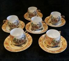 Geisha Girl Floral Eggshell Set Of 6 Tea Cups And Saucers picture
