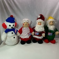 Vintage Pepsi Christmas Lot Of Large Plushes Santa & Mrs Claus, Elf, Snowman 18” picture