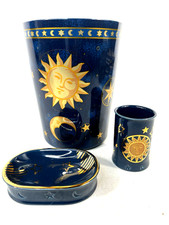 Vtg 90s Springmaid Celestial Bathroom Decor Whimsigoth Trash Can Toothbrush Soap picture