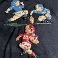 Vintage Homco Football Player Wall Plaques Set 3 Metal 1970s USA Sport Decor picture