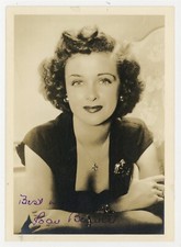 Joan Bennett 1936 Signed 5x7 Horror Actress Film Noir Femme Fatale Portrait  picture