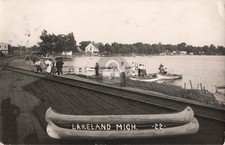 Shoreline View, Lakeland MI Michigan 1908 RPPC Photo Postcard COPY picture