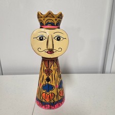 Vintage Lego Japan King Playing Card Ceramic Piggy Bank Mid Century Kitsch 8.5in picture
