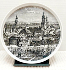 Vtg Uhlenhorst German Handmade Black Transferware Scene Erlangen Souvenir Plate picture