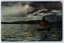 1911 Adirondack Mountains New York Vintage Postcard Moonlight Fourth Lake Posted picture