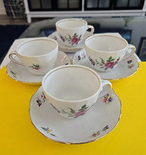 4 Oscar Schaller Cup & Saucer Bavaria Germany Garden Pattern Gold Meissen Style picture