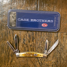 Case Brothers Tested 2005 XX 87333 4-Blade Bone Handle SS Plain Clip Slipjoint picture