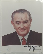 Lyndon B Johnson Signed 8x10 Photo LBJ + White House Secretary Letter picture