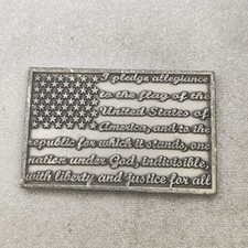 I Pledge Allegiance US Flag Liberty Justice Rectangular Metal Challenge Coin picture
