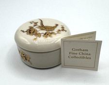 Gorham Fine China Gold Pheasant Covered Ring Jewelry Trinket Box picture
