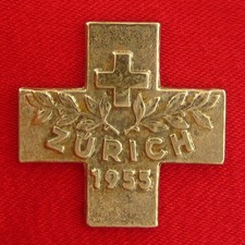 Vintage ZURICH SWITZERLAND RED CROSS Medal Mililtary Swiss Army Keepsake picture