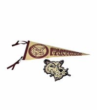 Vintage 50’s 60’s High School Panthers Felt pennant & Patch Norfolk Nebraska picture