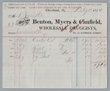 1874 Billhead Benton, Myers & Canfield, DRUGGISTS, Cleveland OH RARE picture