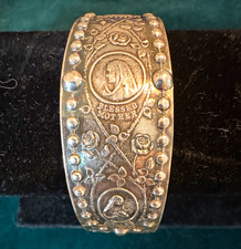 Vtg EJ Towle Sterling Silver Rosary Cuff Bracelet Korean War Era ID Unengraved  picture