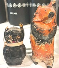 Awesome Vintage Halloween Spooky Mid-century paper-mâché  Cat and Dog Figurines picture