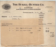 1925 Pittsburgh Hukill-Hunter Co. Hardware Billhead picture