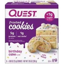 Quest Frosted Protein Cookies, Low Carb, Gluten-Free, Birthday Cake, 8 COUNT picture