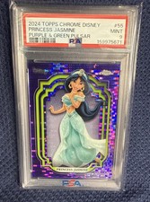 PSA 9 2024 Topps Chrome Disney Jasmine #55 Purple And Green Pulsar /150 picture