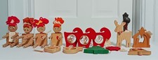 Vintage Christmas Lot Of 13 Swedish Wood Dala Sheep Bird Scandinavian Ornament picture
