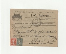 1919 Constantinople J-C Reboul letter treasure posts 506 sower 25c picture