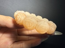 56.5mm  Rare Soft Pink Natural Mongolian Jade Bangle/Shetei Cui/Hand Carved Rose picture