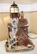 Vtg 2004 Harborside Village Lighted Fiber Optic Lighthouse Brick House O’Well picture