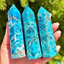 Natural Apatite Healing Crystal Tower Point Wand Reiki Obelisk Home Decor Gift picture