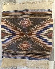 Vintage Beautiful Handwoven Wool Rug Wall Hanging 20” X 15” Mexico picture