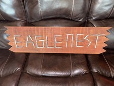 Hunting Cabin Up North Eagle Nest Sign Barn Wood  Practice Rounds Unique 37 X 10 picture