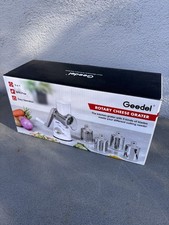 NIB Blue Geedel Rotary Cheese Grater Cheese Shredder 5 Interchangeable Blades picture