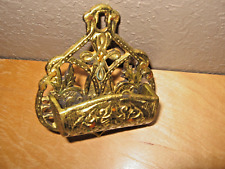 Vintage cast iron gold wall hanger match / toothpick holder 1958 Wilton picture