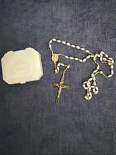 Vintage  Small  Blue  Rosary Box & Matching Rosary picture
