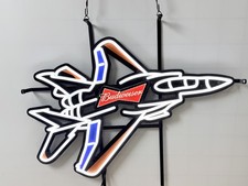 US STOCK Airplane Plane Fighter Vivid LED Neon Sign With Dimmer Hanging 24