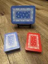 Vintage Double Deck Playing Card Set  w/ Coordinating Decorative Blue Metal Tin picture