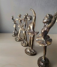 Vintage Solid Brass  Set Of Five Beautiful Ballerinas Sculptures 4-4.5