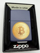 2022 Bitcoin Texture Navy Blue Matte Zippo Lighter NEW 48068 picture