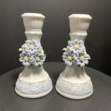 Hermitage Pottery Porcelain Candle Holders Blue and White 6