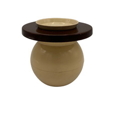 Vintage Spittoon Cream Brown Two-Piece Plastic Retro Tobacco Accessory picture