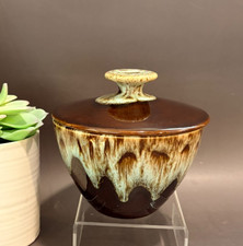 Vintage Canonsburg Carefree Ironstone Sugar Bowl Brown Drip Glaze MCM USA picture
