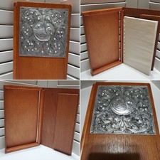 Vtg Wood Duck Scroll Repousse Engraved Metal Plaque Telephone Address Box Book picture