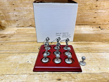 Golf Tic Tac Toe Set Pewter Figures Cherry Wood Board Office Game ⛳NEW Vintage ⛳ picture