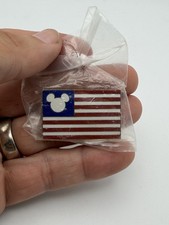 Disney Catalog All American Mickey Mouse Ears Patriotic Flag Pin Gold Accents picture