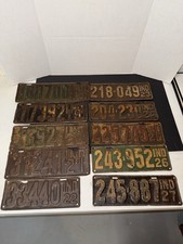 1918-1927 Indiana License Plate Lot 10 Consecutive Years Antique Vintage Plates picture