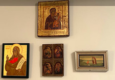 Lot of 4 Christian Icons - Madonna & Child, 4 Saints, St. Augustine, and Abraham picture
