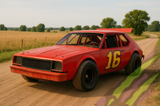 Red Dirt Track Race Car 4x6 Photo Print Vintage Stock Car Country Road picture