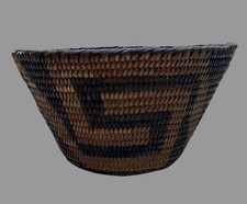 Antique Native American Indian Coiled Basket Geometric Design 5.75” picture