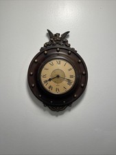 Rare Antique 1931 Sangamo Electric Wall Clock Eagle Federal Mahogany Porthole picture